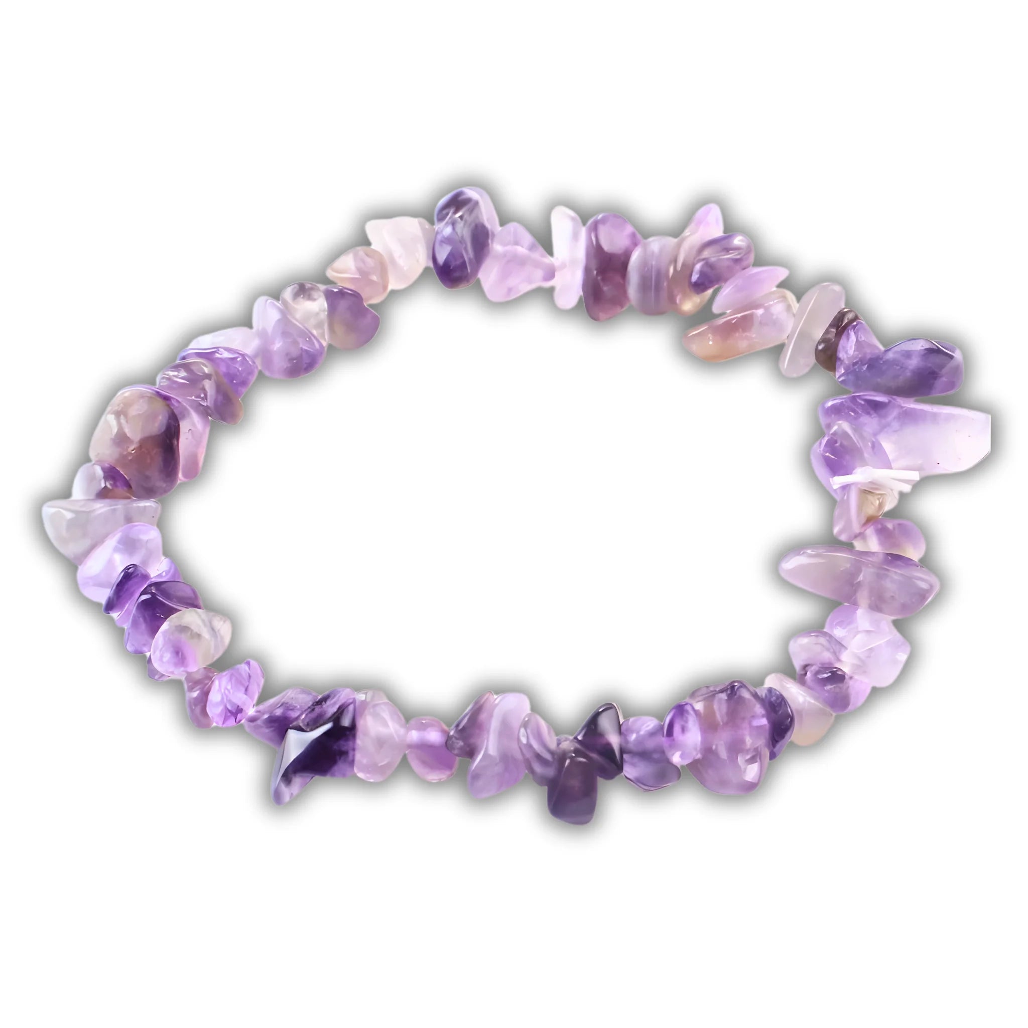 Amethyst gravel bracelet made with natural purple gemstone chips for a calming, elegant look.