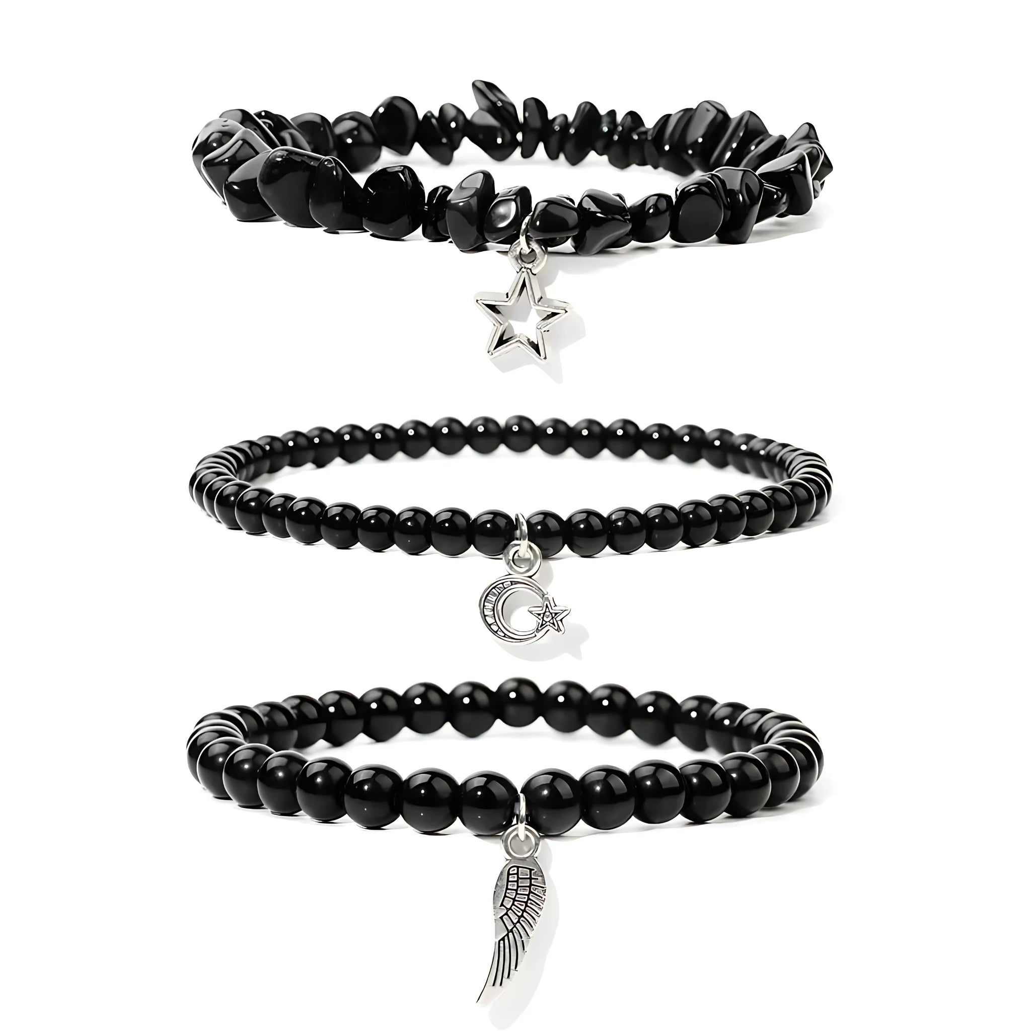 Black Glass Charm Stack