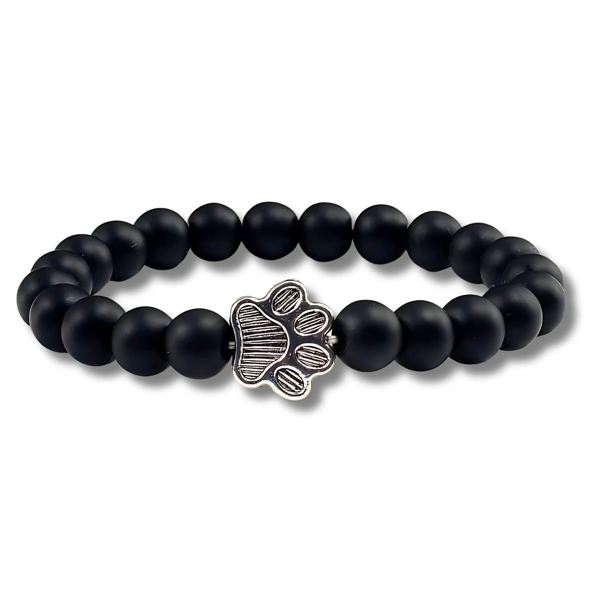 Black Matte Paw Charm Bracelet