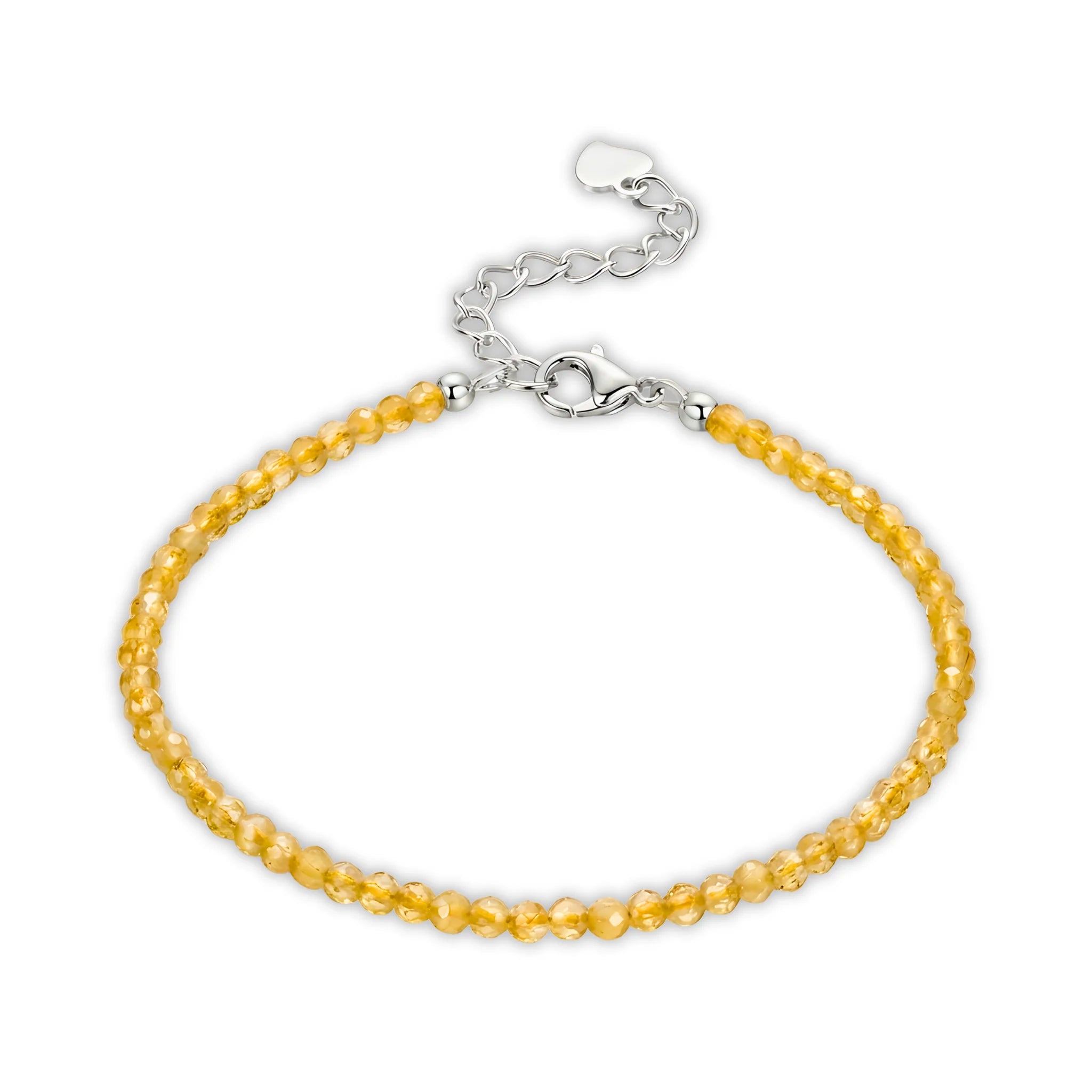 Essential silver bracelet featuring golden rutilated quartz with natural golden inclusions.