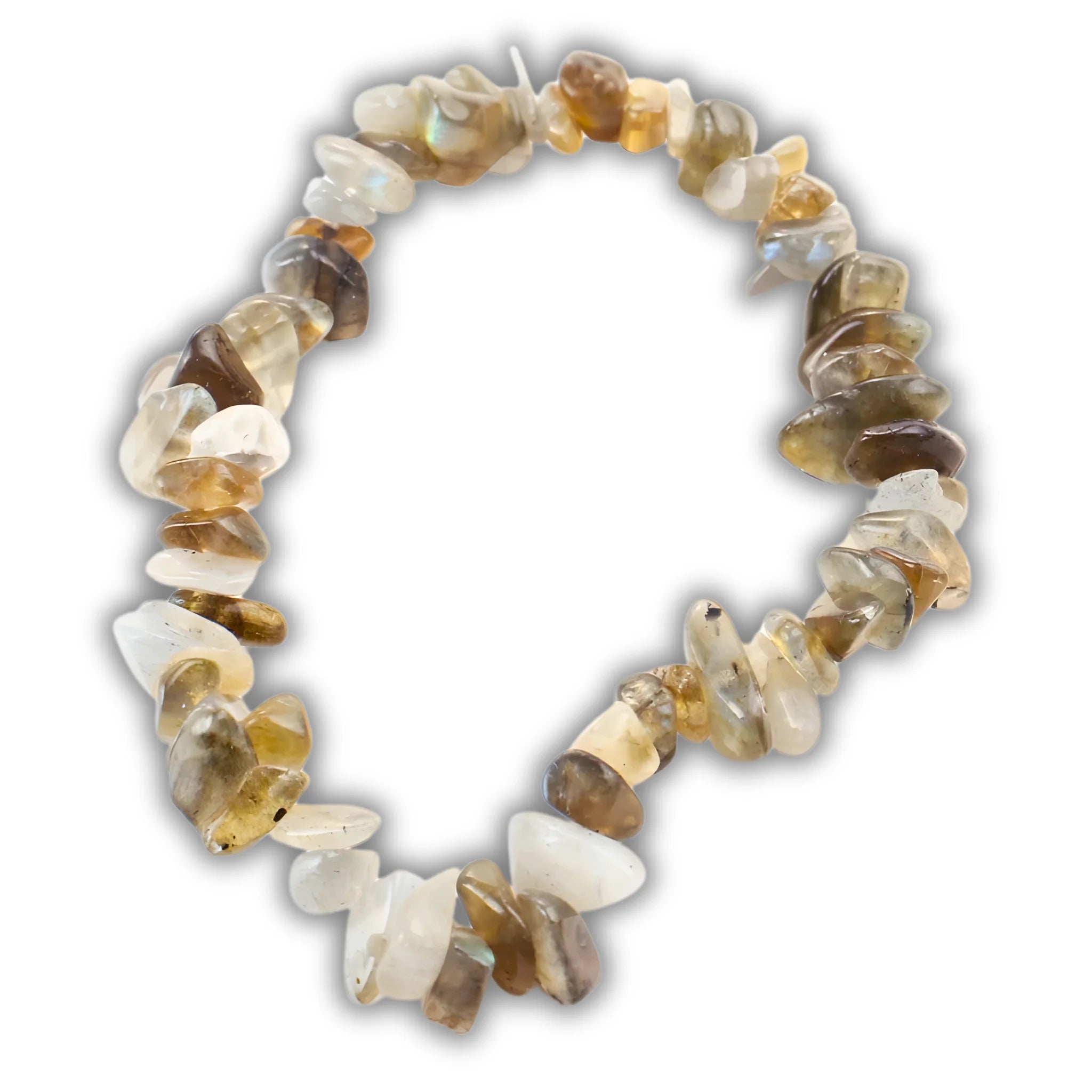 Labradorite gravel bracelet featuring natural gray gemstone chips with subtle iridescent tones.