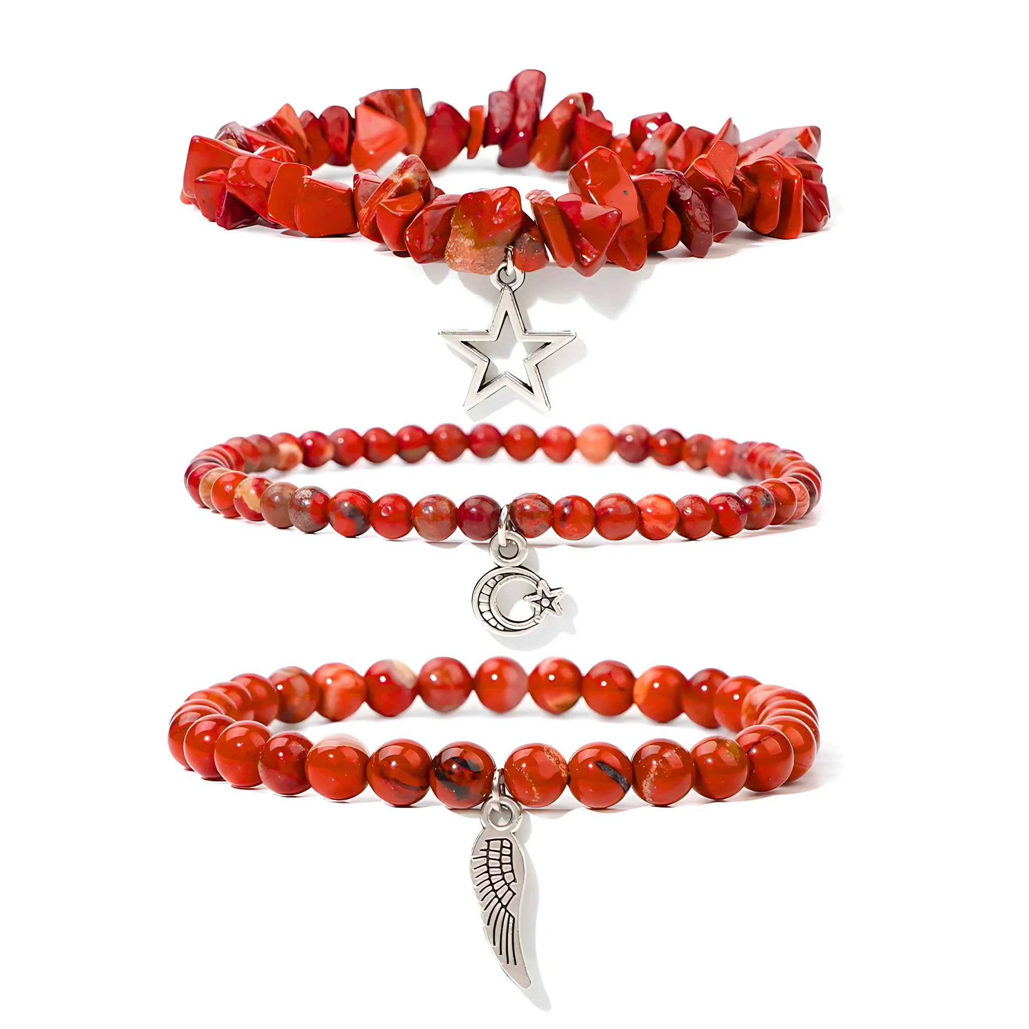 Red Stone Charm Stack
