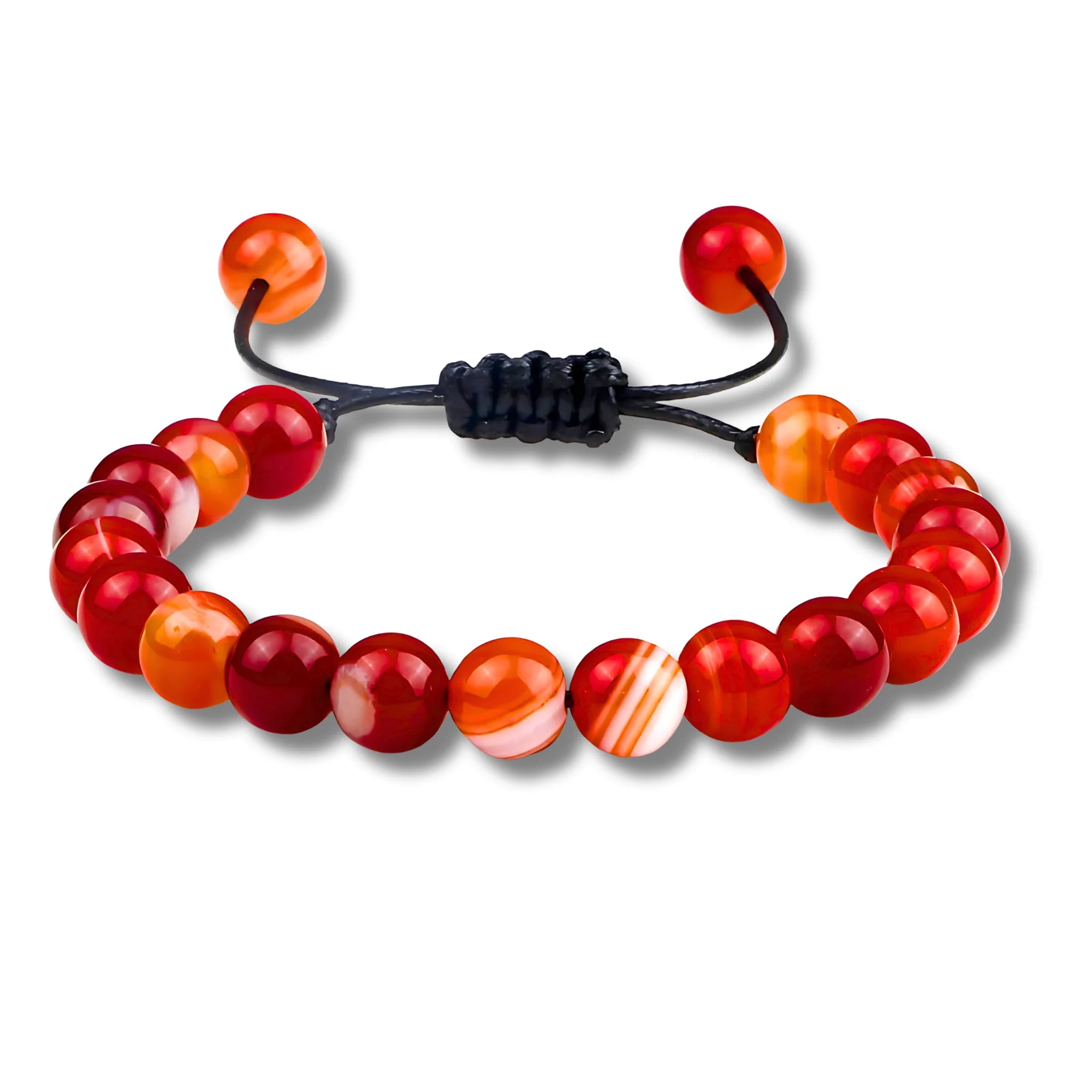 Adjustable balance bracelet crafted with red jasper beads and braided cord for grounding and stability.
