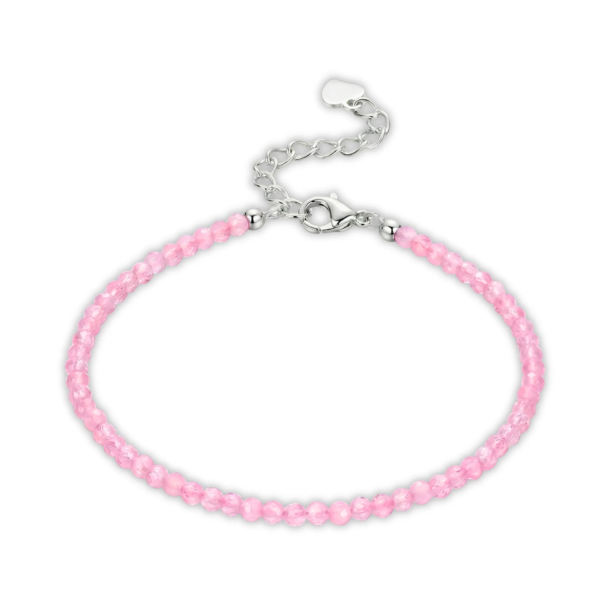 Essential silver bracelet featuring rose quartz gemstone beads for a soft, elegant everyday look.