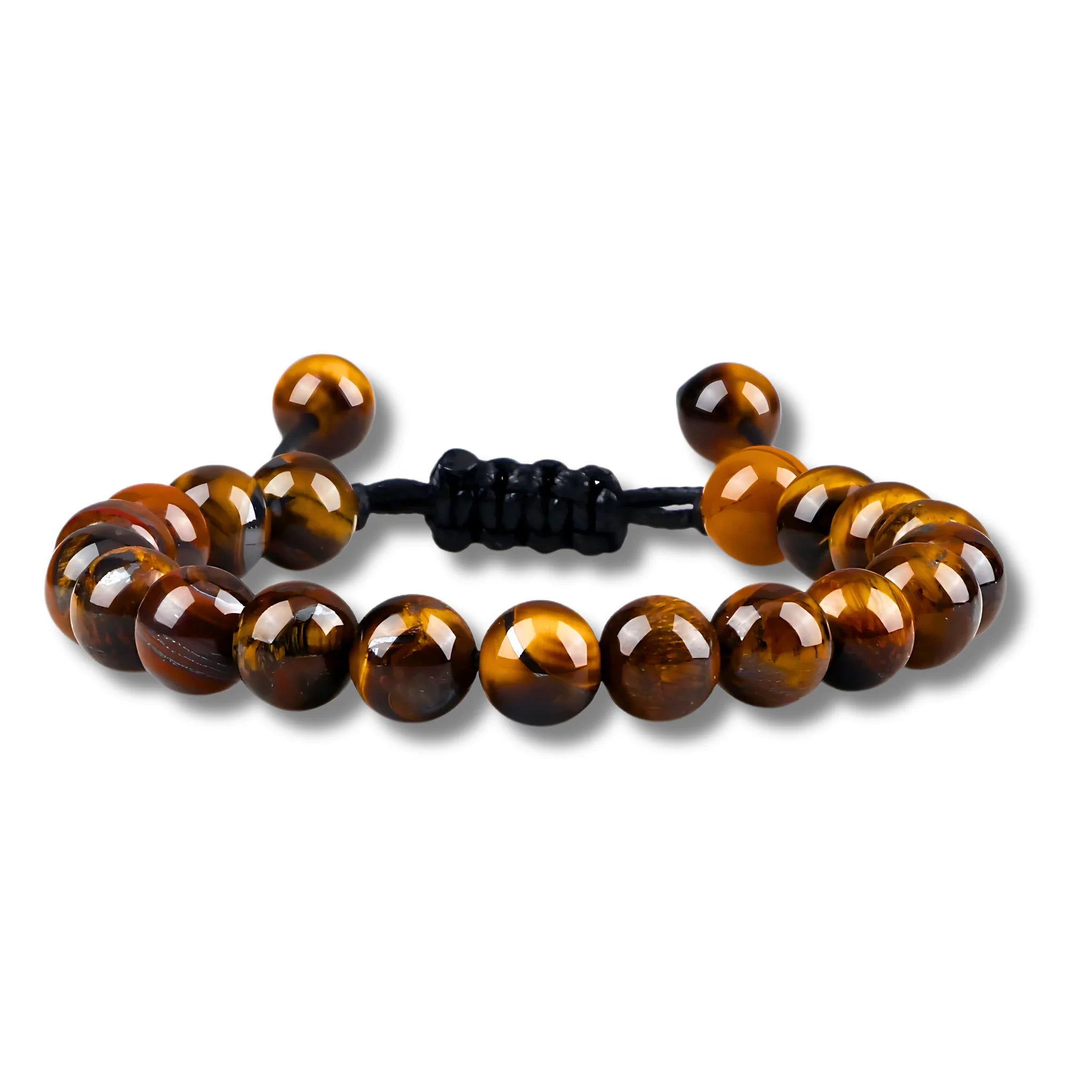 Adjustable balance bracelet crafted with tiger’s eye beads on a braided cord for a classic, earthy look.