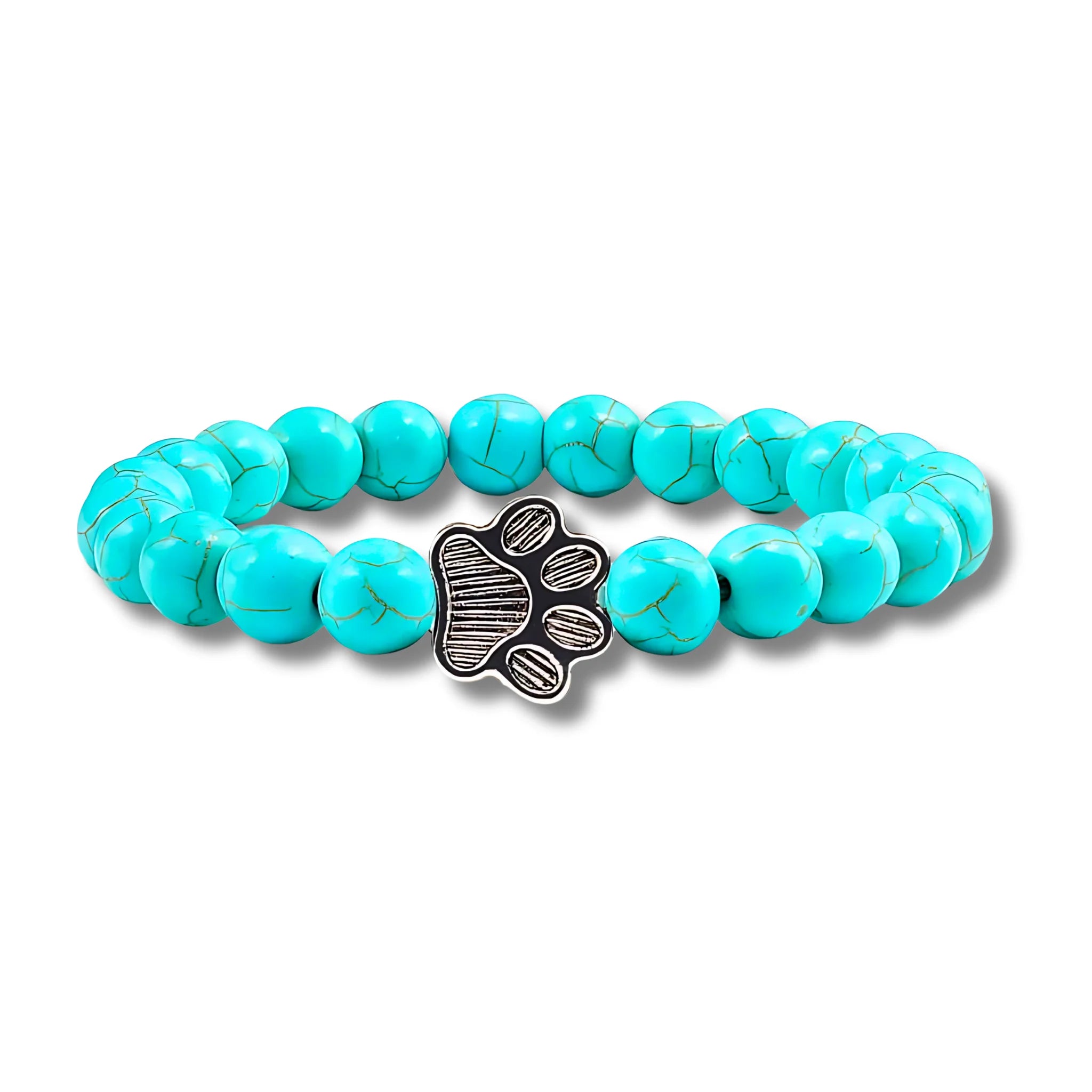 Turquoise Beads Paw Charm Bracelet