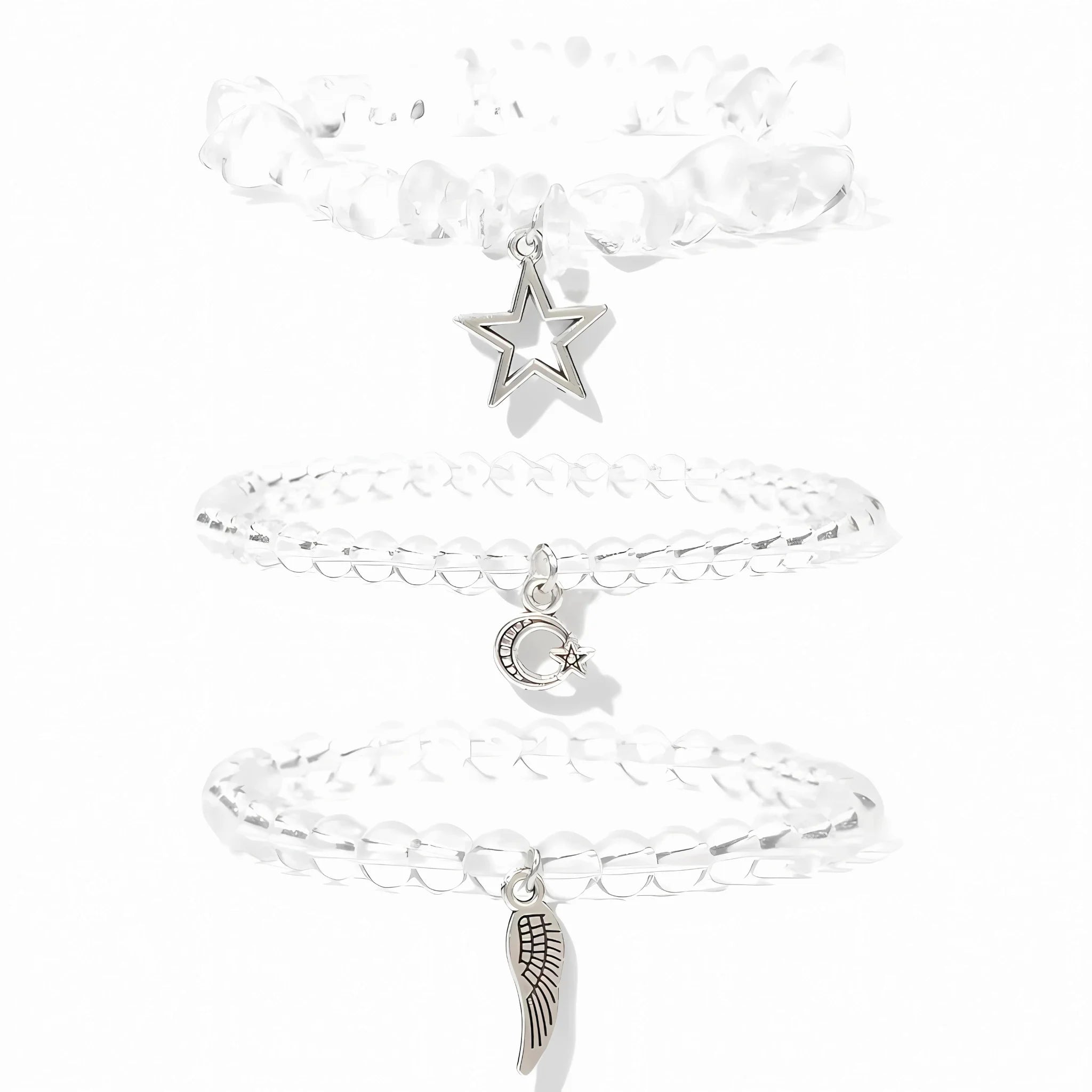 White Crystal Charm Stack