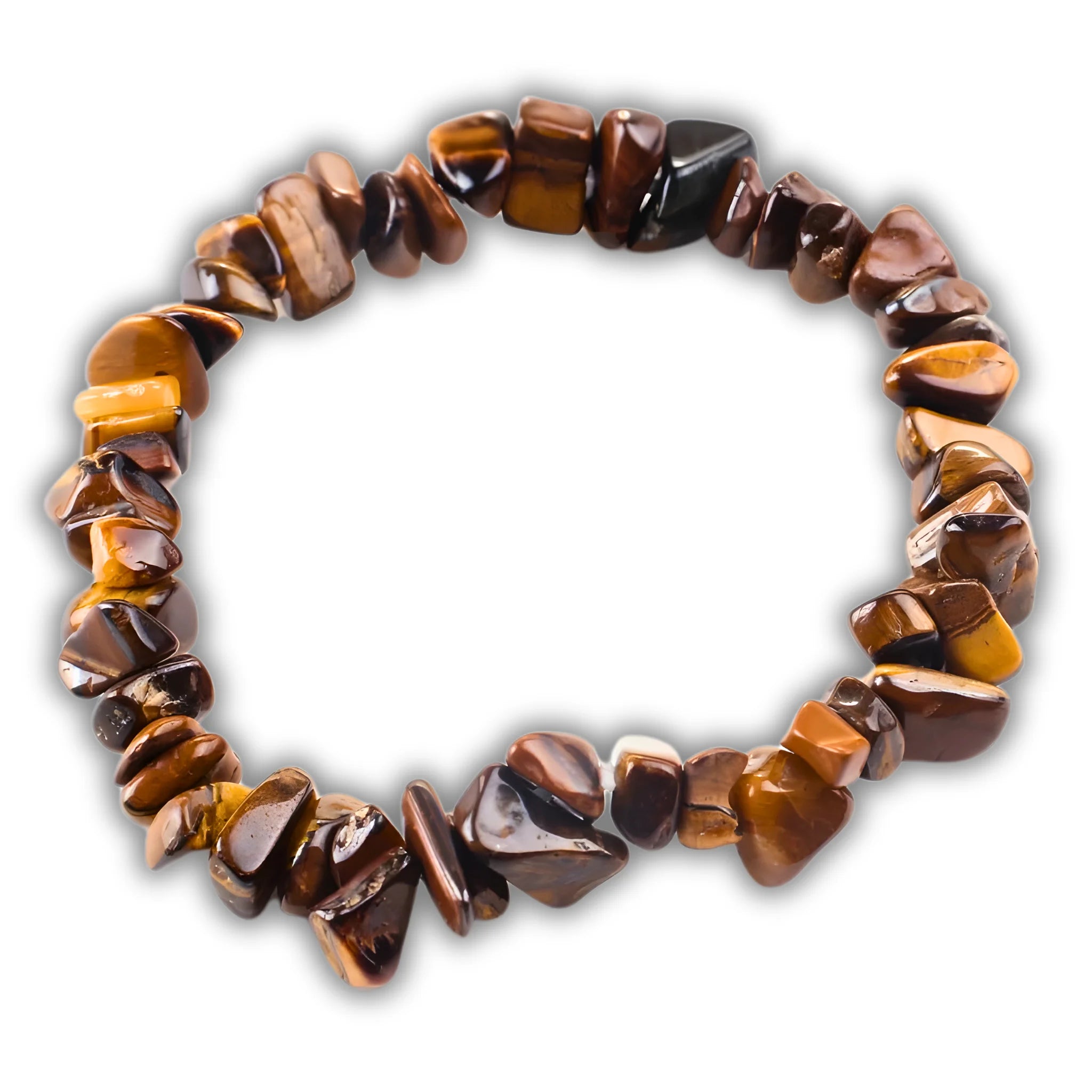 Yellow tiger eye gravel bracelet featuring natural chip stones with warm golden brown tones.