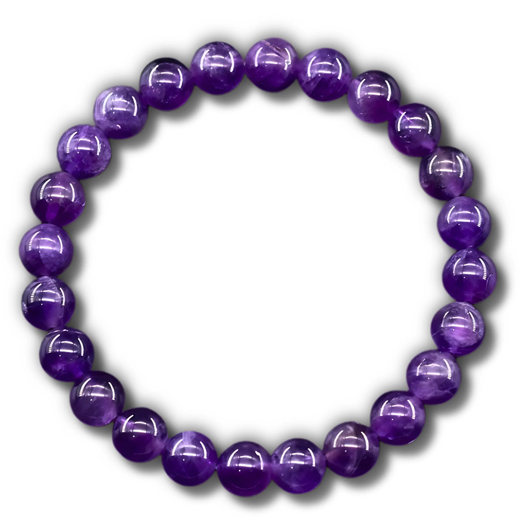 Gemstone4K Amethyst healing bracelet on white background.