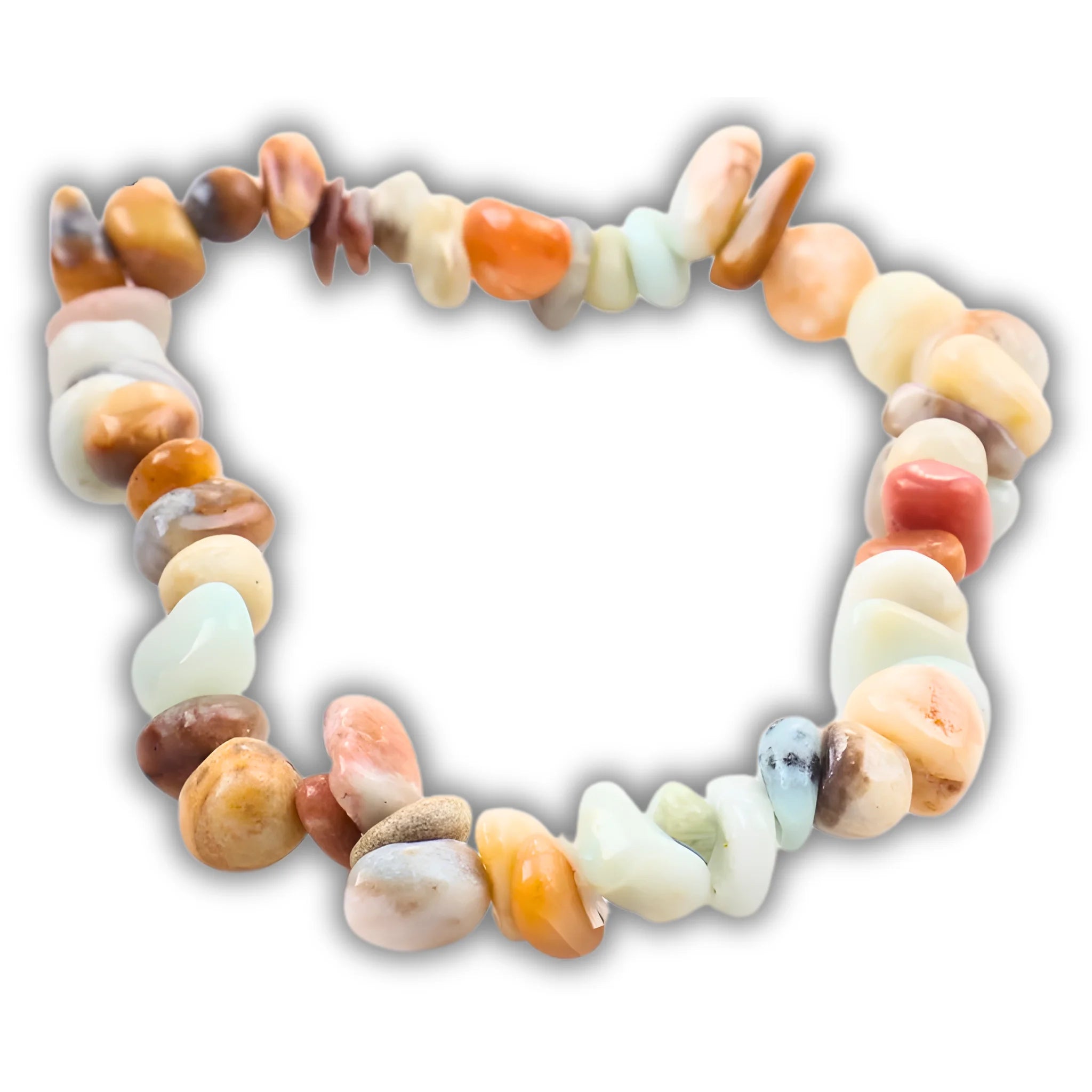 Amazonite gravel bracelet featuring light green and beige natural gemstone chips.