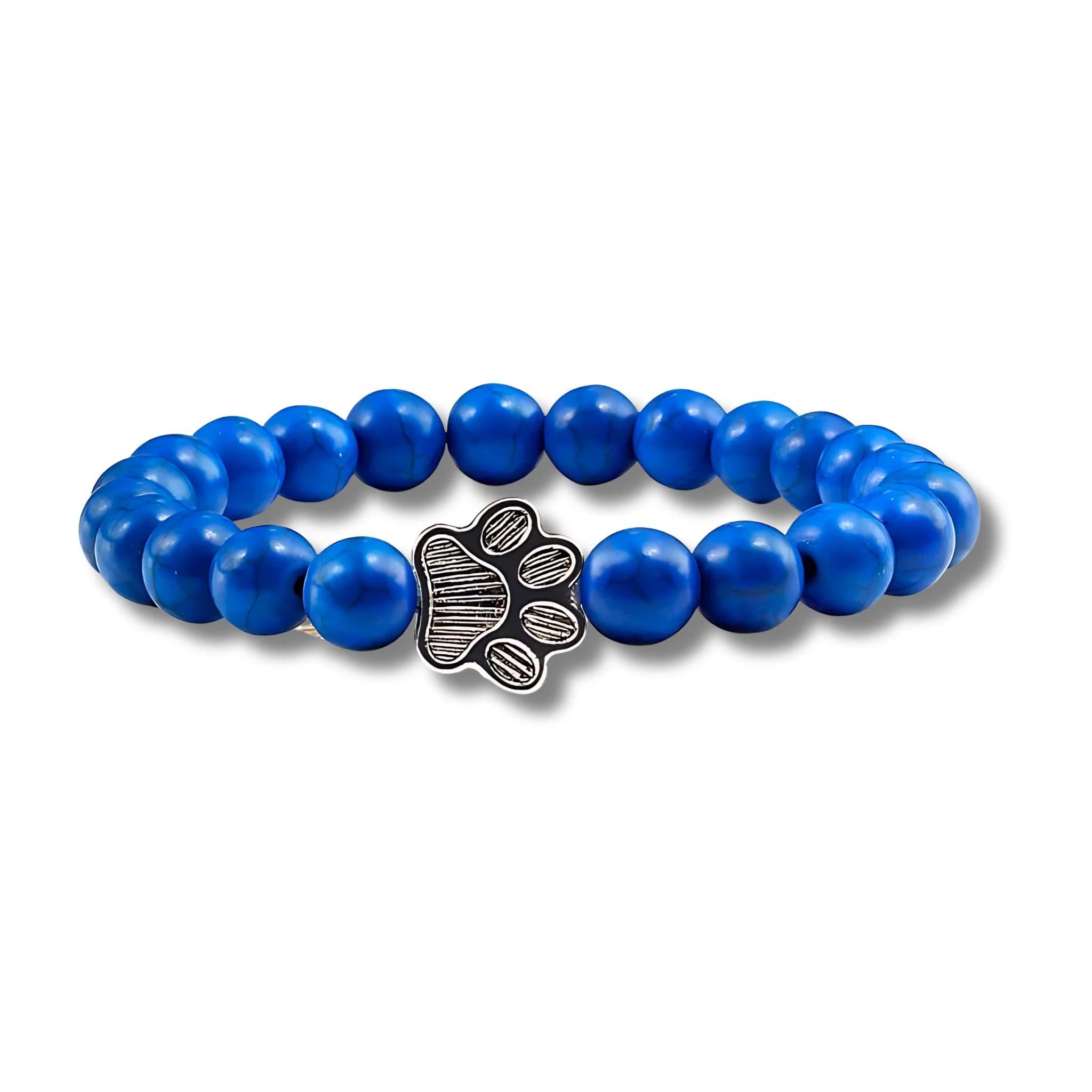 Dark Blue Beads Paw Charm Bracelet