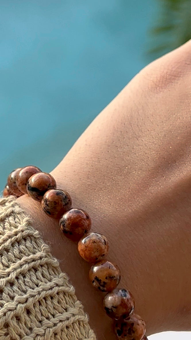 Red Leopard Skin Bead Bracelet