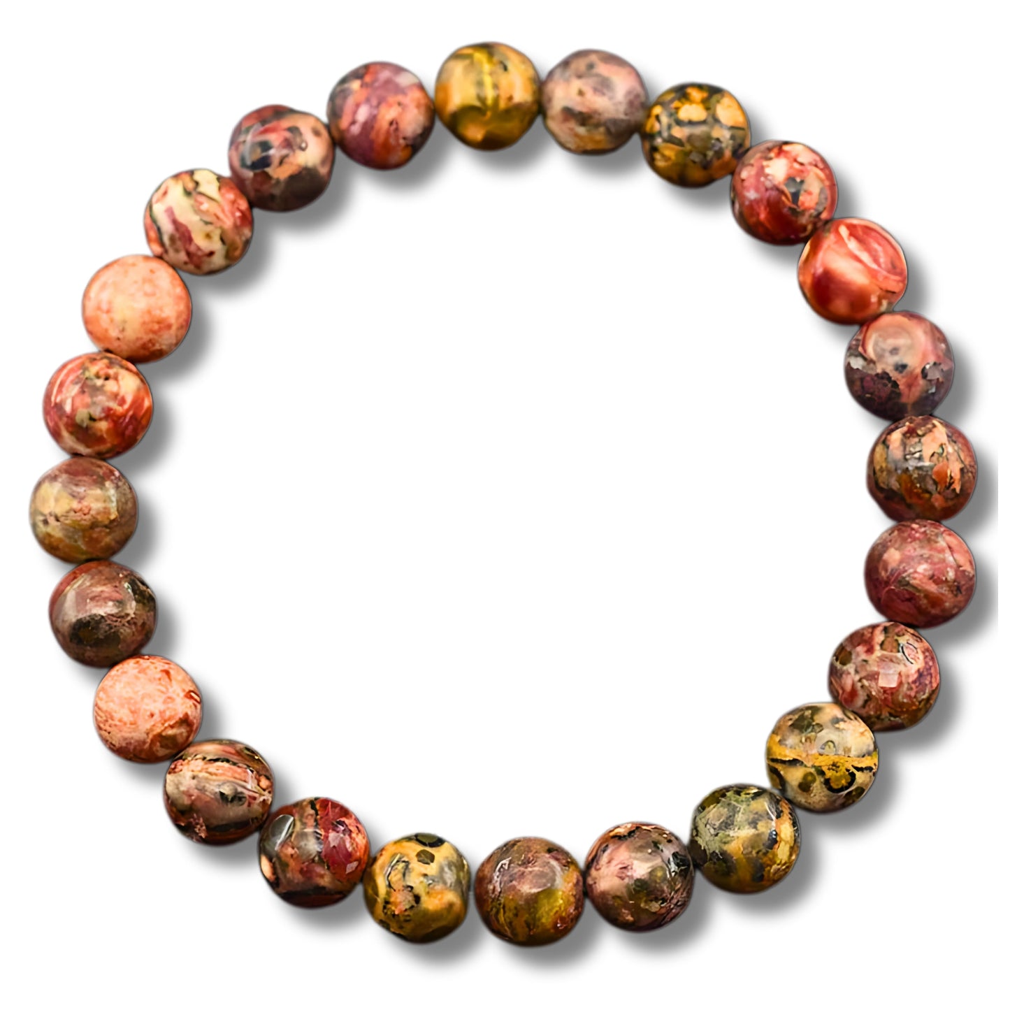 Red Leopard Skin Bead Bracelet