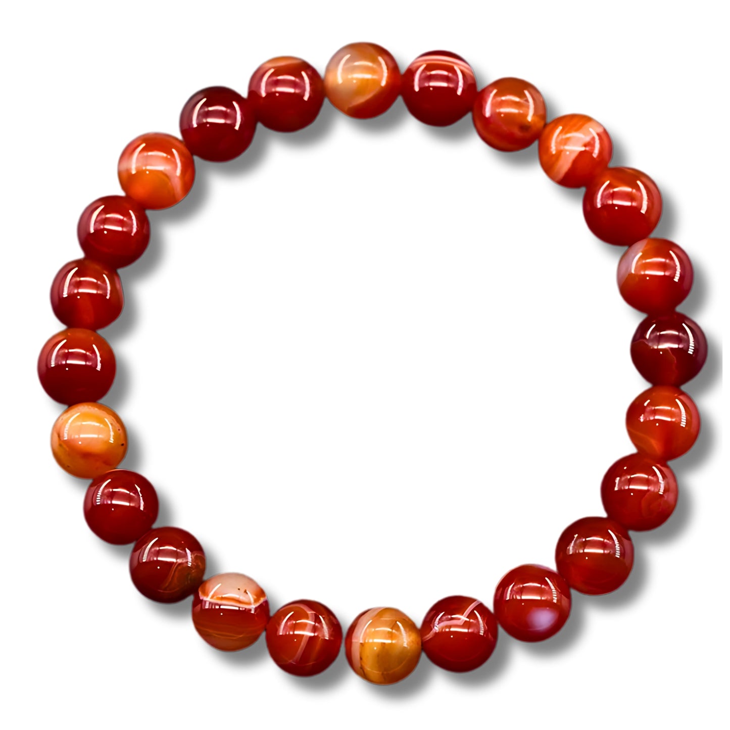 Red Stripe Agate Bead Bracelet