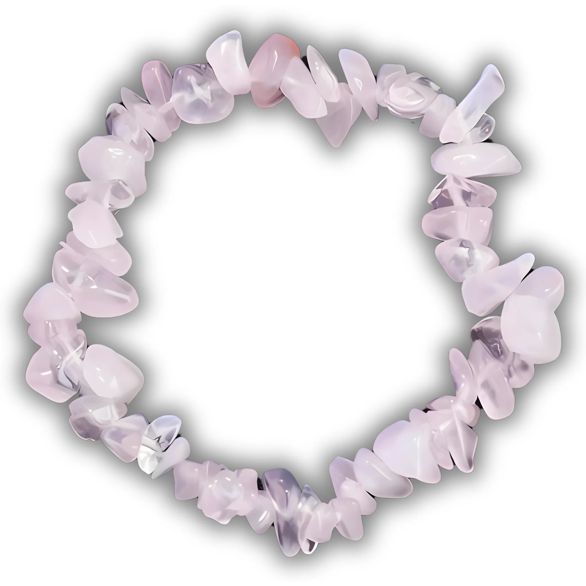 Rose quartz gravel bracelet made with soft pink natural gemstone chips for a gentle, feminine style.