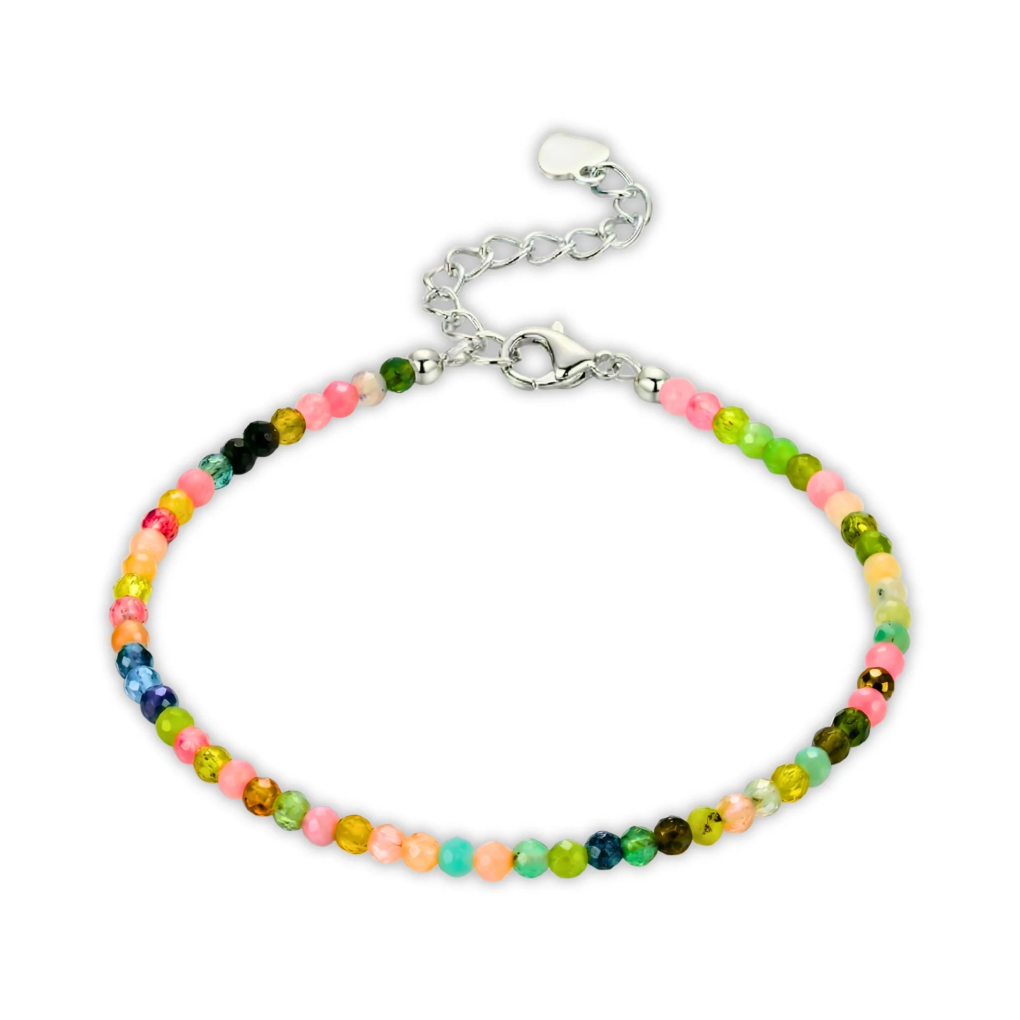 Essential silver bracelet crafted with tourmaline gemstone beads for a grounded, minimalist style