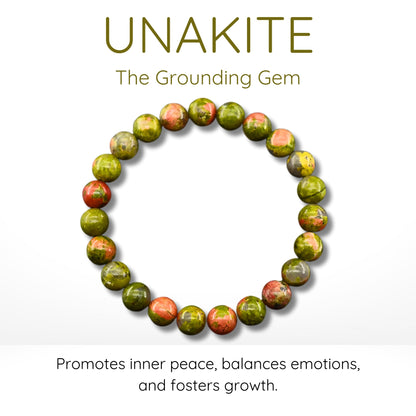 Unakite Bead Bracelet