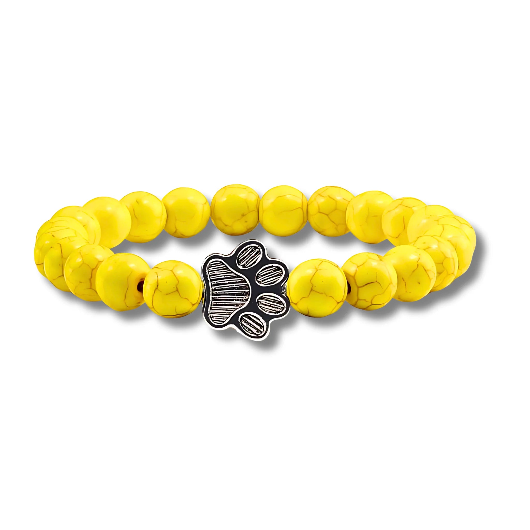 Yellow Beads Paw Charm Bracelet