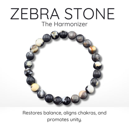 Zebra Stone Bead Bracelet